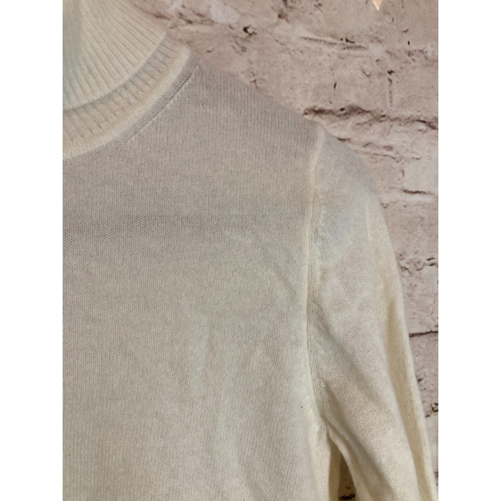 Stile Benetton Sweater Womens Medium Italian Angora Blend Ivory Cream Turtleneck