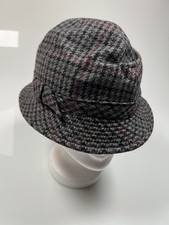 Mayser Milz Tweed Wollhut Gr 57 Grau Rot Vintage Italy 