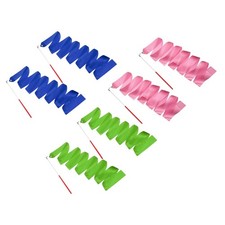 6Pcs Dance Ribbon 78.7" Gymnastics Ribbon Red Wand Dark Green/Pink/Sapphire Blue