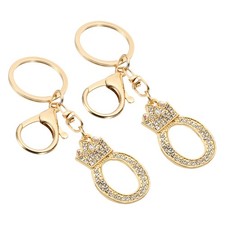 Initial Letter Keychain, 2 Pcs Letter O Crown Design Charm, Gold Tone