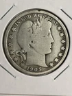 1905 P Silver Half, Barber Head, a nice circulated coin