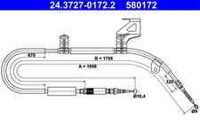 Bremsseil Seilzug Feststellbremse ATE 24.3727-0172.2 für AUDI A6 C5 4B2 4B4 4B5