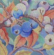Needlepoint Handpainted Brenda Stofft Autumn Blueberries