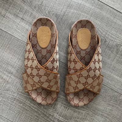 Gucci Shoes Gucci Slides With Fur Mens GUCCI Mens Web Criss Cross