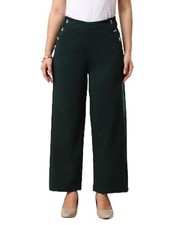 FYLTR Women's Classic Wide Leg Trousers with Side Button-up Design  Mid-Rise...