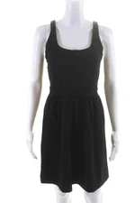 Cynthia Rowley Womens Sleeveless Zip Back Knee Length Black Dress Size XS