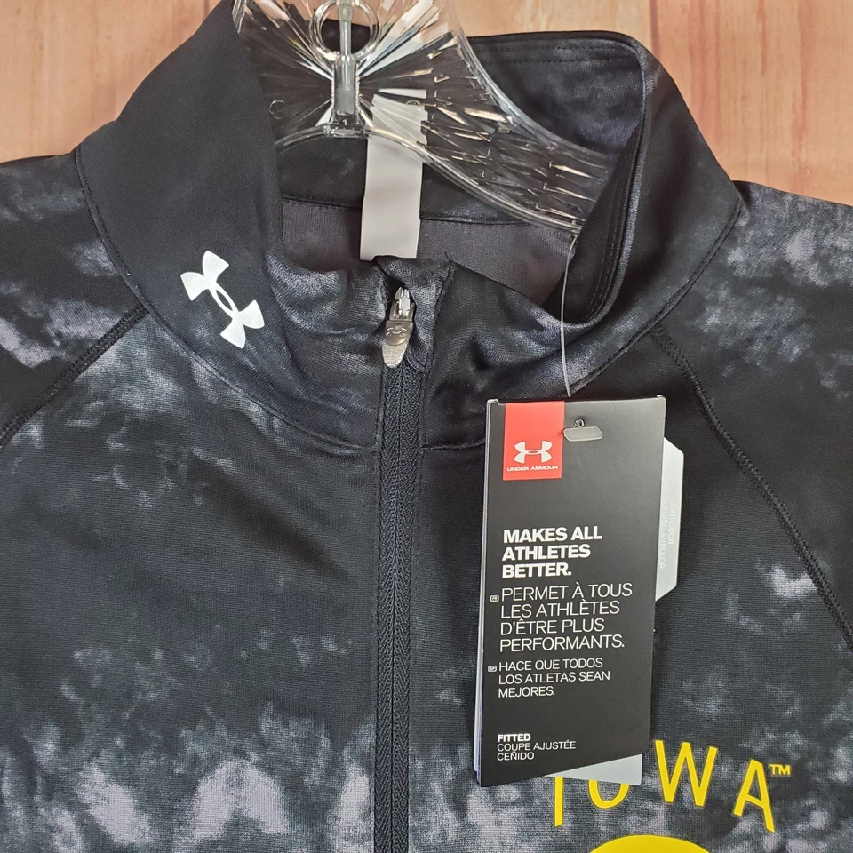 Camisa Under Armour Mujer Talla Pequeña Negra Iowa Hawkeyes Fútbol Media Cremallera Sin usar, en caja Foto 3 de 4