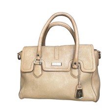 Cole Haan Top Handle Beige Pebbled Leather Satchel Bag