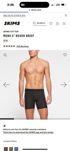 Herren Skims 5 Zoll Boxershorts Größe Small Neu mit Etikett 4 Paar