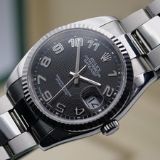 Rolex Datejust 116234 Steel & White Gold 36mm Black Concentric Dial W/Box Oyster