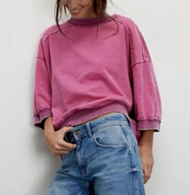 FREE PEOPLE We The Free - X-LARGE - Everything Oversized Pullover in Rosa Rosen
