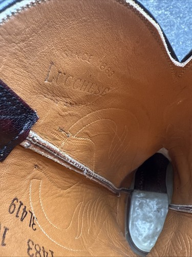 Lucchese Classic Goatskin Leather Womens Cowboy Boots Mahogany Brown Size 10.5 C - Picture 14 of 15