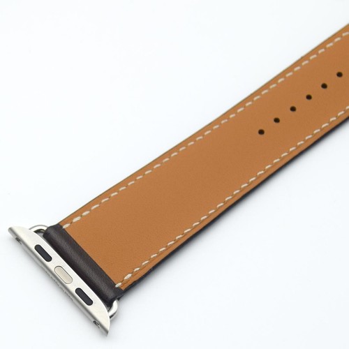 Hermes Simple Tour Vachetta Leather Apple Watch Band Ebenne Black 45mm - Zdjęcie 10 z 10