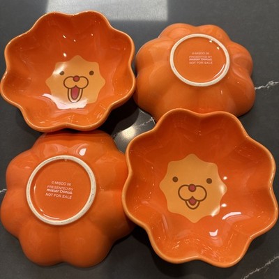 RARE Mister Donut Pon de Lion orange cereal/soup bowl Set of 4