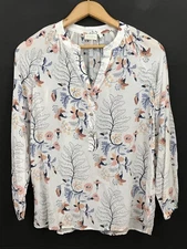 NEW Spartina 449 Cora Silk Blouse Long Sleeve Floral Popover Top Size S
