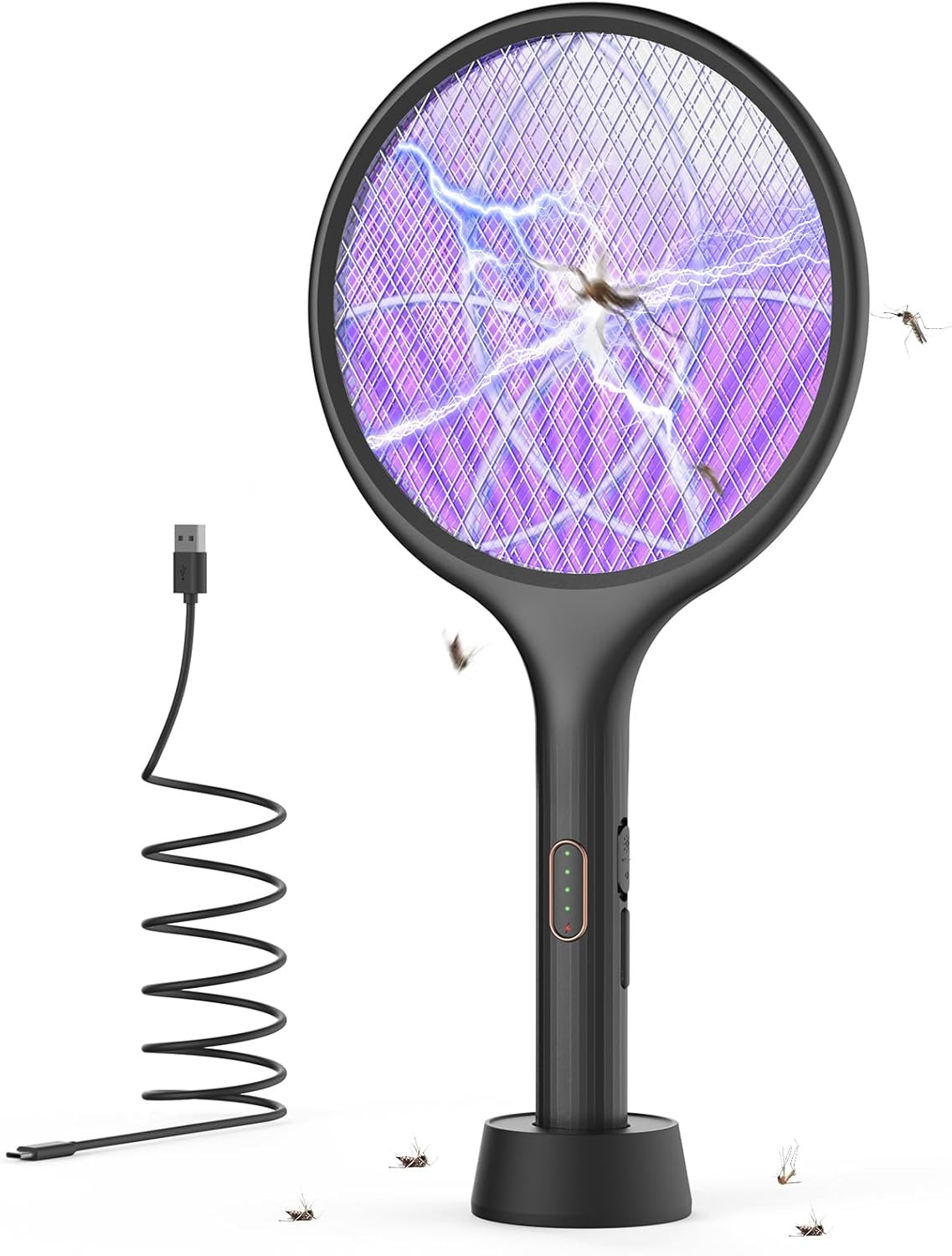Electric Fly Swatter 4000V Bug Fly Zapper Racket Mosquito Killer 1500 Mah 3 Laye