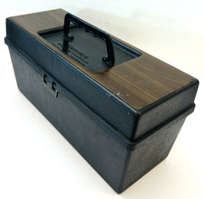 Vtg Service 8 Track Storage Case Organizer Box w/ Untested 8-Track Tapes USA