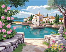 Picturesque Harbor Printed Needlepoint Canvas FA38