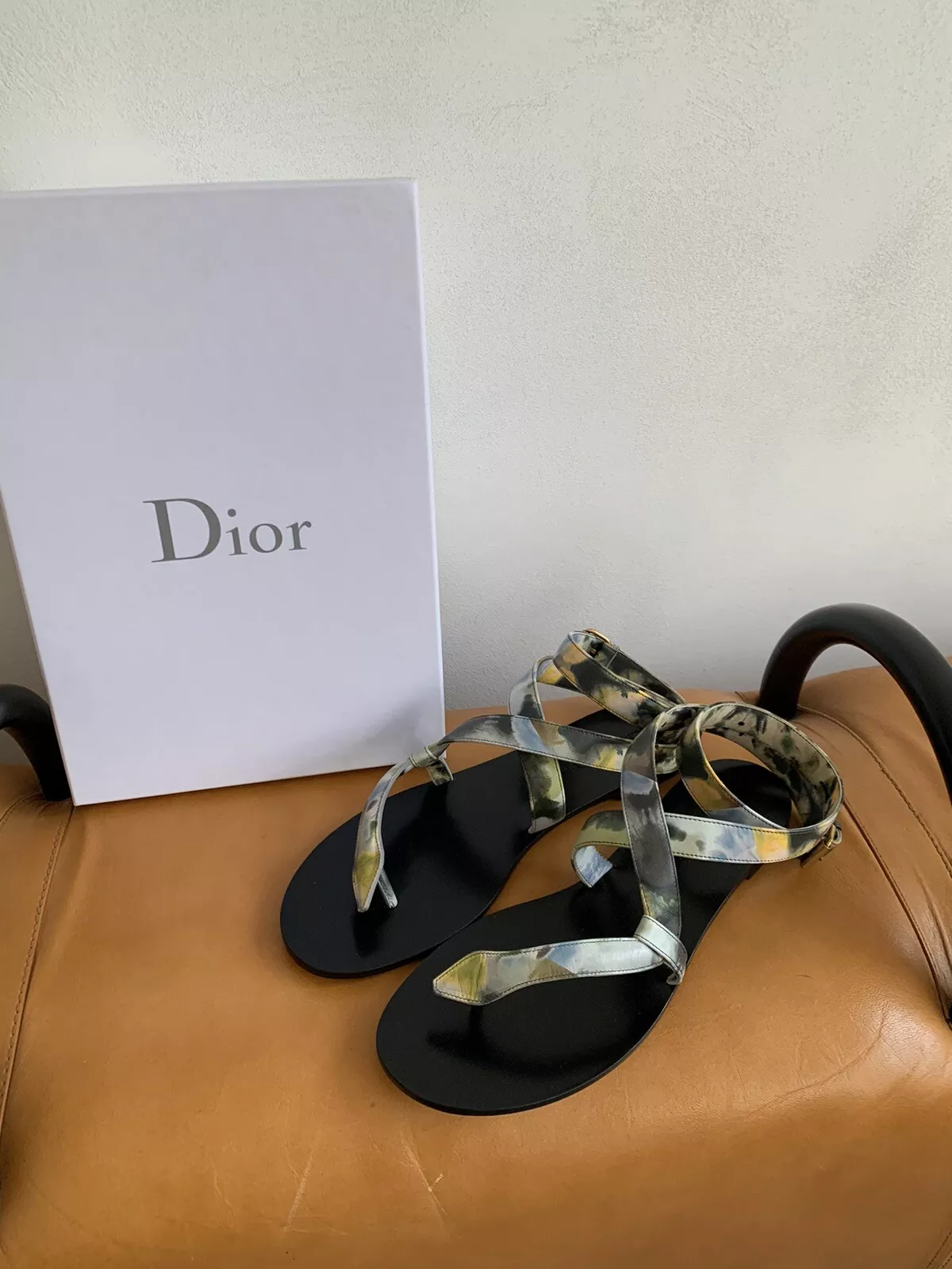 Christian Dior Poison D 41 Sandale Cuir Tie Dye Batik Runway Neuf