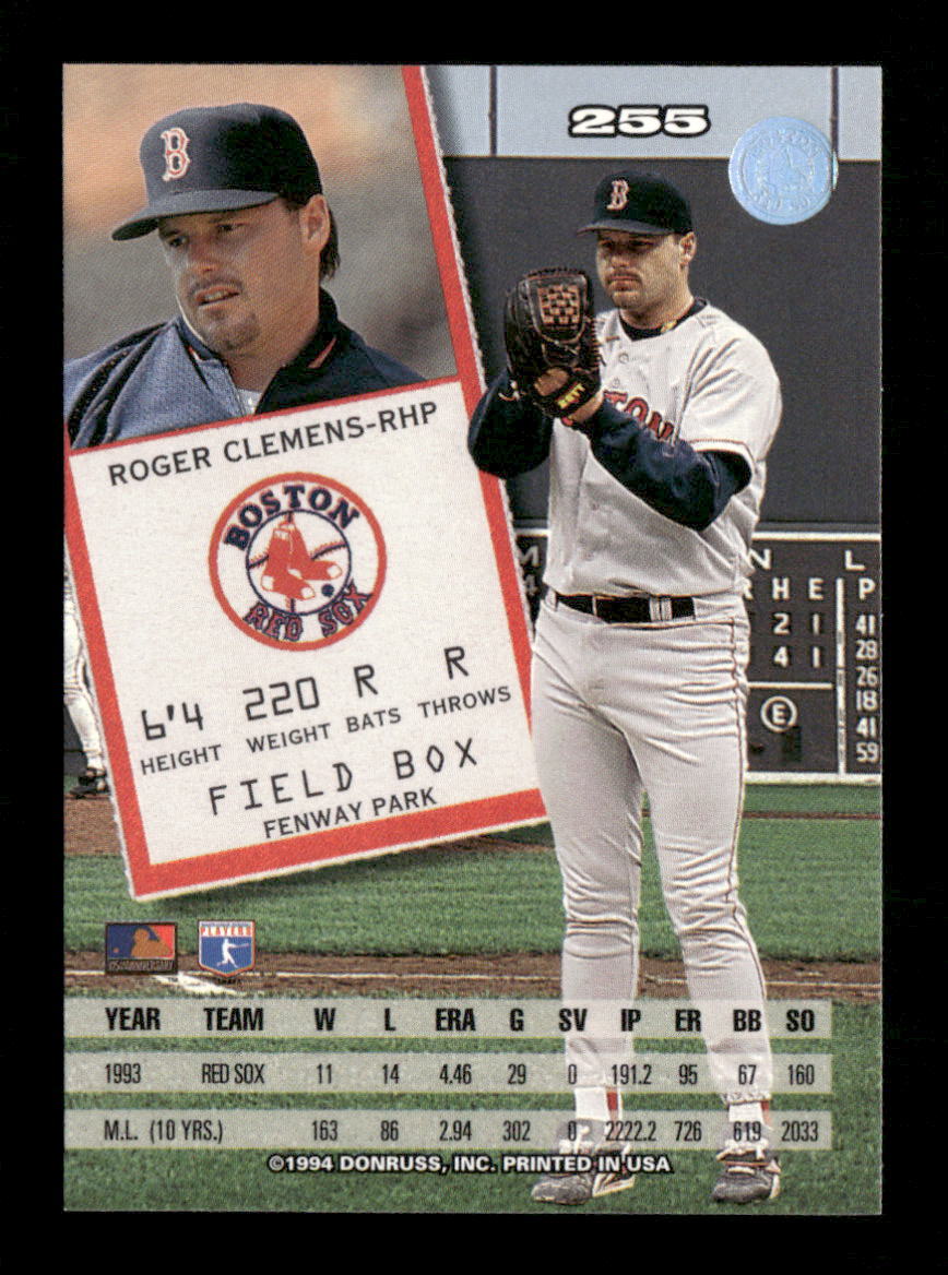 Roger Clemens 1994 Leaf #255 Boston Red Sox MLB Baseball | eBay
