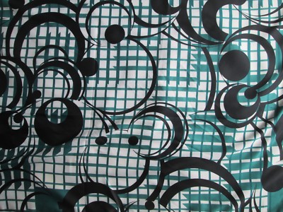 Foulard Orkide 100% Soie Vintage - 95x100 Cm, Vert Et Noir, Très Bon état