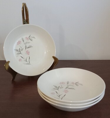 MCM Ever Yours Spring Glory 4 Soup Cereal Bowls  6.5'' Dia. Pink Ivory Floral USA