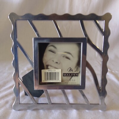 Malden International Design Silver Square 3.5 x 3.5 Photo Frame