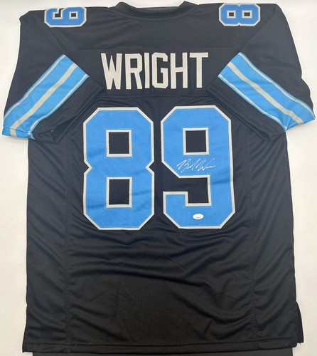 Von Brock Wright signiertes schwarzes individuelles Fußballtrikot Detroit Lions JSA CoA
