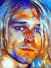 KURT COBAIN STYLE  POP ART LIMITED PRINTS FROM ACRYLIC MODERN PAINTING 50X60CM