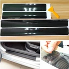 4Pcs 4D Carbon Fiber Black Car Door Sill Scuff Plate Cover Anti Scratch Sticker