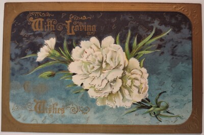 Vintage Postcard Easter Wishes Gold Gilt Highlights Embossed AA96