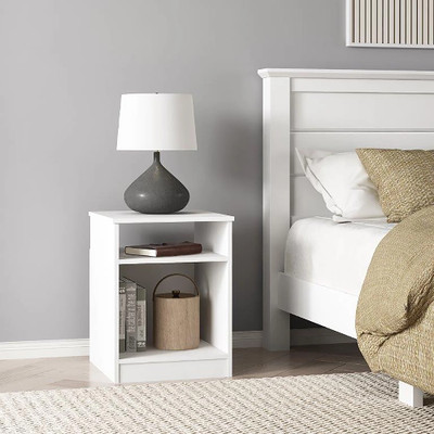 White, Mainstays Ardent Open Shelf Nightstand, new