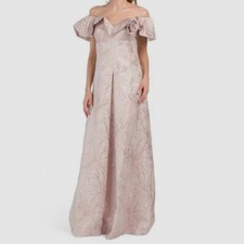 720 Rickie Freeman by Teri Jon Women's Pink Metallic Off-Shoulder Dress Size 6
