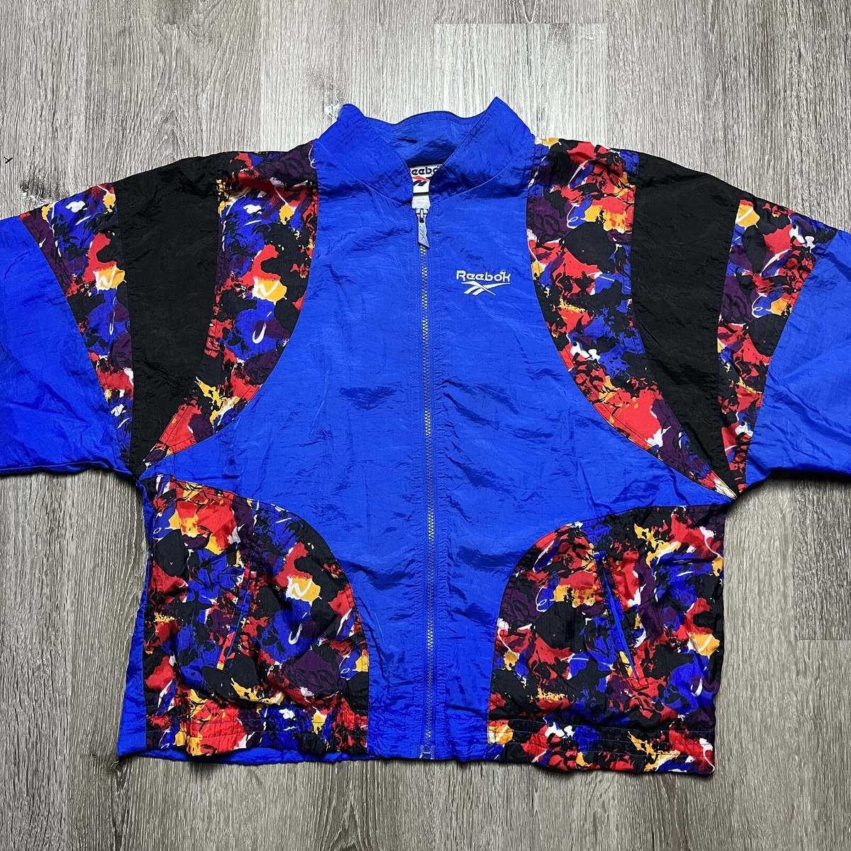 Vintage 90s Reebok Nylon Windbreaker Jacket XL Colorful Vintage 90s Reebok Nylon Windbreaker Jacket XL Colorful