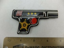 Vintage Tin Deputy Sheriff Police Gun Pistol Train Whistle Toy - Japan - Works