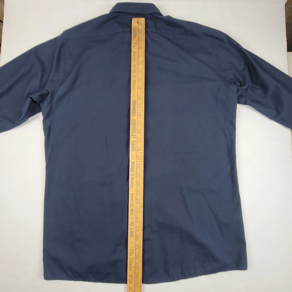 Camisa masculina vintage Cintas grande azul conforto botão flexível manga longa roupa de trabalho - Imagem 4 de 4