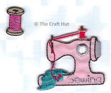 Iron or Sew On Motif The Craft Factory Haberdashery Sewing Machine and Reel New