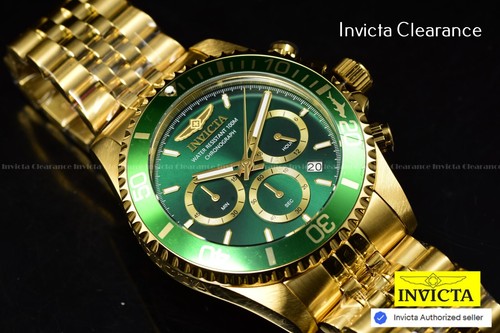 Reloj Invicta Para Hombres 43mm Pro Diver TITAN Cronógrafo Esfera Verde JUBILEE Tono Dorado SS - Imagen 7 de 10