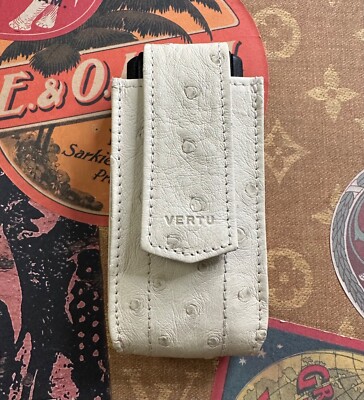Genuine Vertu White Ostrich Leather Case for Ascent B Handmade in England