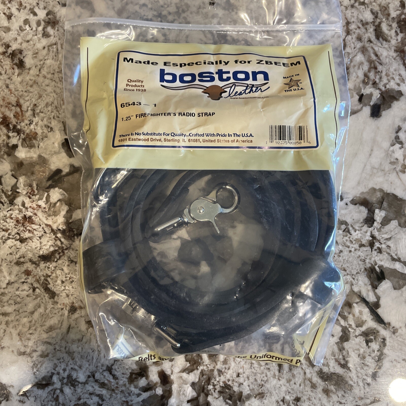 Boston Leather Firemans Radio Strap 1.25” Nickel Buckle Plain Black 6543-1