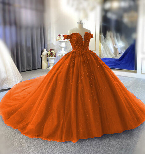 Vestido Ajustado Vestidos Color Naranja Neon Quinceanera Dress Off