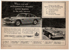 1960 ASTON MARTIN DB4 and DB4 GT Vintage Print Ad