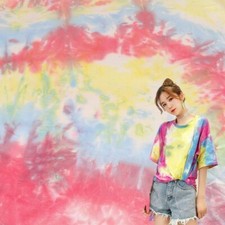 Tie-dyed Fabric Craft Cloth Dress Costume Multicolored Ethnic 100 145cm DIY