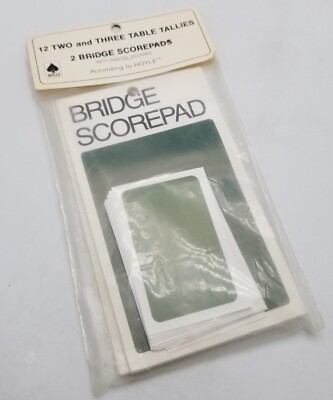Hoyle 12 Two & Three Table Tallies + 2 Score Pads Bridge Set NOS Green USA 1989