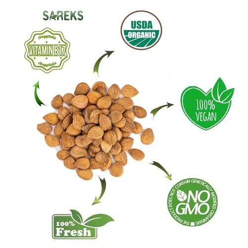 Bitter Apricot Kernels Organic Raw (10Oz),%100 USDA Organic Certified Seeds, NON - Picture 5 of 7
