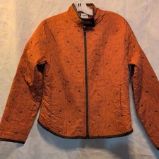 FDJ French Dressing Quilted Burnt Orange Jacket Embroidered Women's Size 6