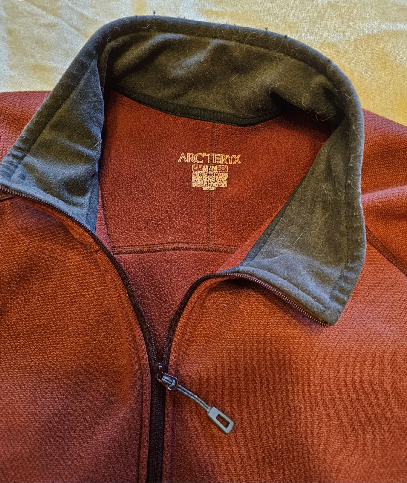 ARC'TERYX Arcteryx Vintage Uomo Covert Pullover M Medium Rosso Ruggine Pile 1 2 Zip Canada