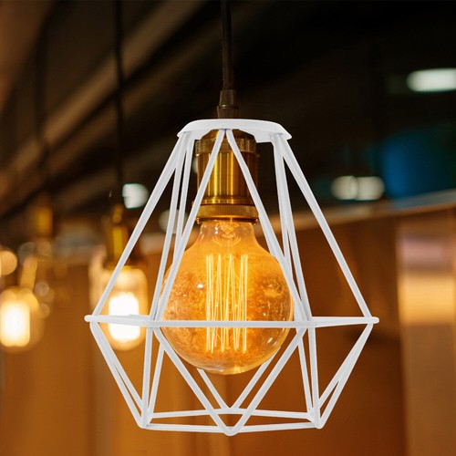 Metal Wire Diamond Shape Lampshade Retro Ceiling Lampshade Hanging Light Cover - 第 2/12 張圖片