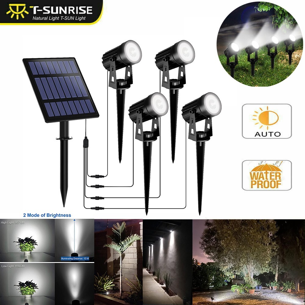 4 Stück LED Solar Strahler Weiß Solar-Leuchte Solarspot Garten