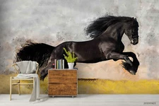 3D Black Horse Wallpaper Wall Mural Removable Self-adhesive Sticker994